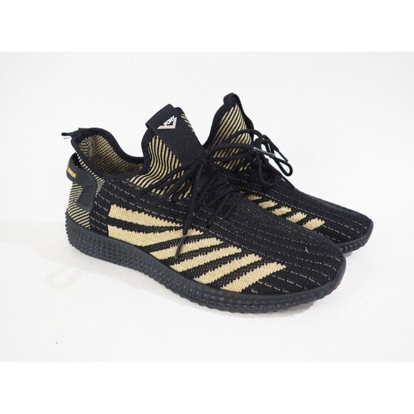 Pony PP2 Spike Knit Black & Gold Lace-Up Athletic Sneakers, Size 6.5 (US) - Picture 1 of 12